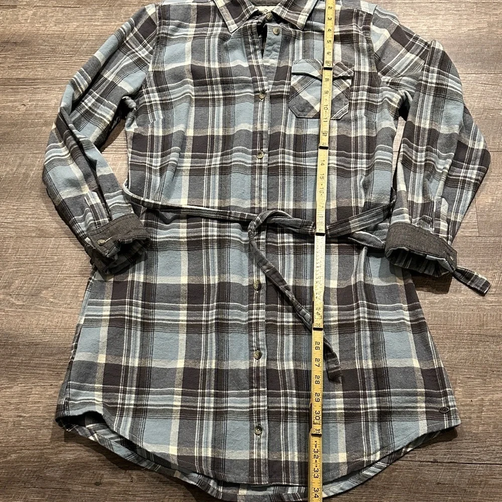 Legendary Whitetails Open Spaces Blue and Gray Plaid flannel Shirt Dress Small - Picture 8 of 10